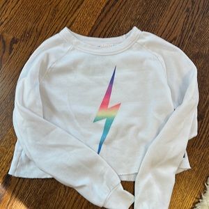 Aviator Nation Cropped Lightning Bolt Sweatshirt